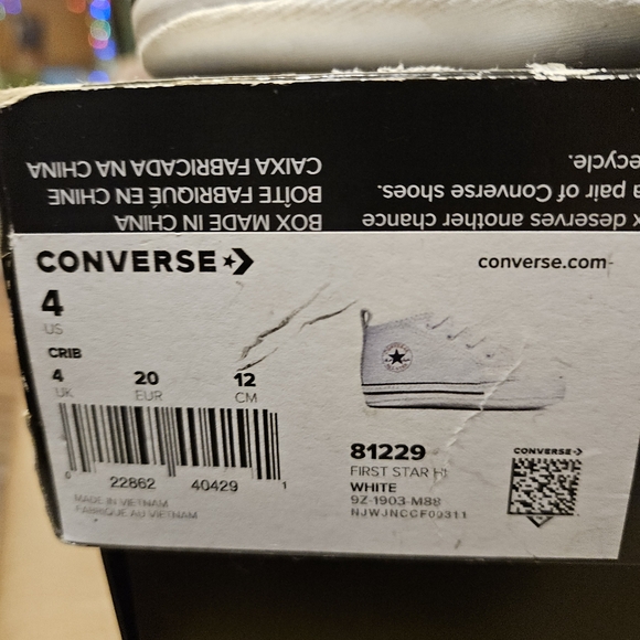 Converse First Star White Leather Infant Unisex Sneakers Size 4 US Crib with Box - Picture 3 of 14